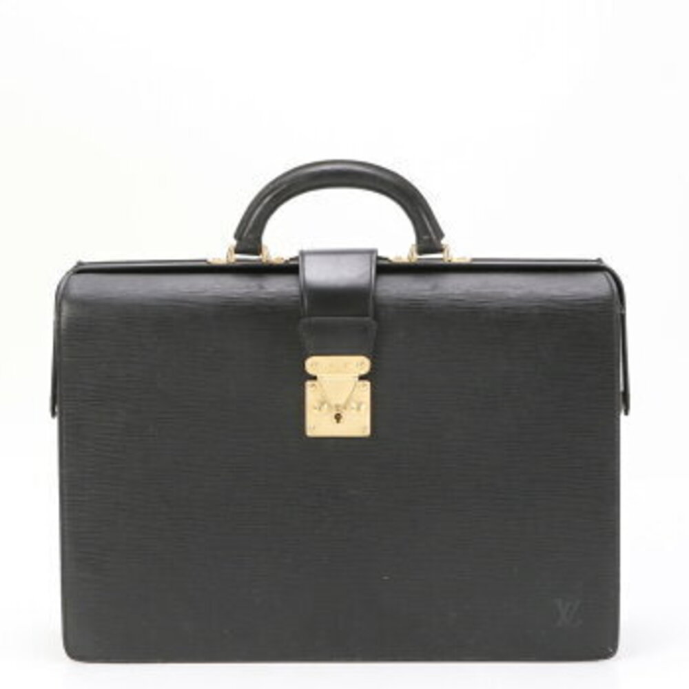 Louis Vuitton Epi Serviette Fermoir Noir Black Bag Briefcase